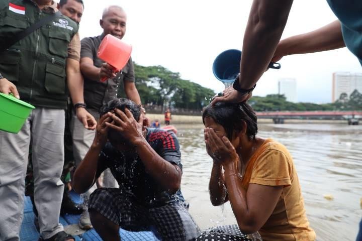 Ratusan Warga Babakan Keramas Bersama di Sungai Cisadane Sambut Ramadan