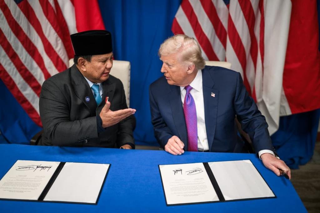 Prabowo dan Trump Teken Perjanjian Perdagangan Timbal Balik di AS